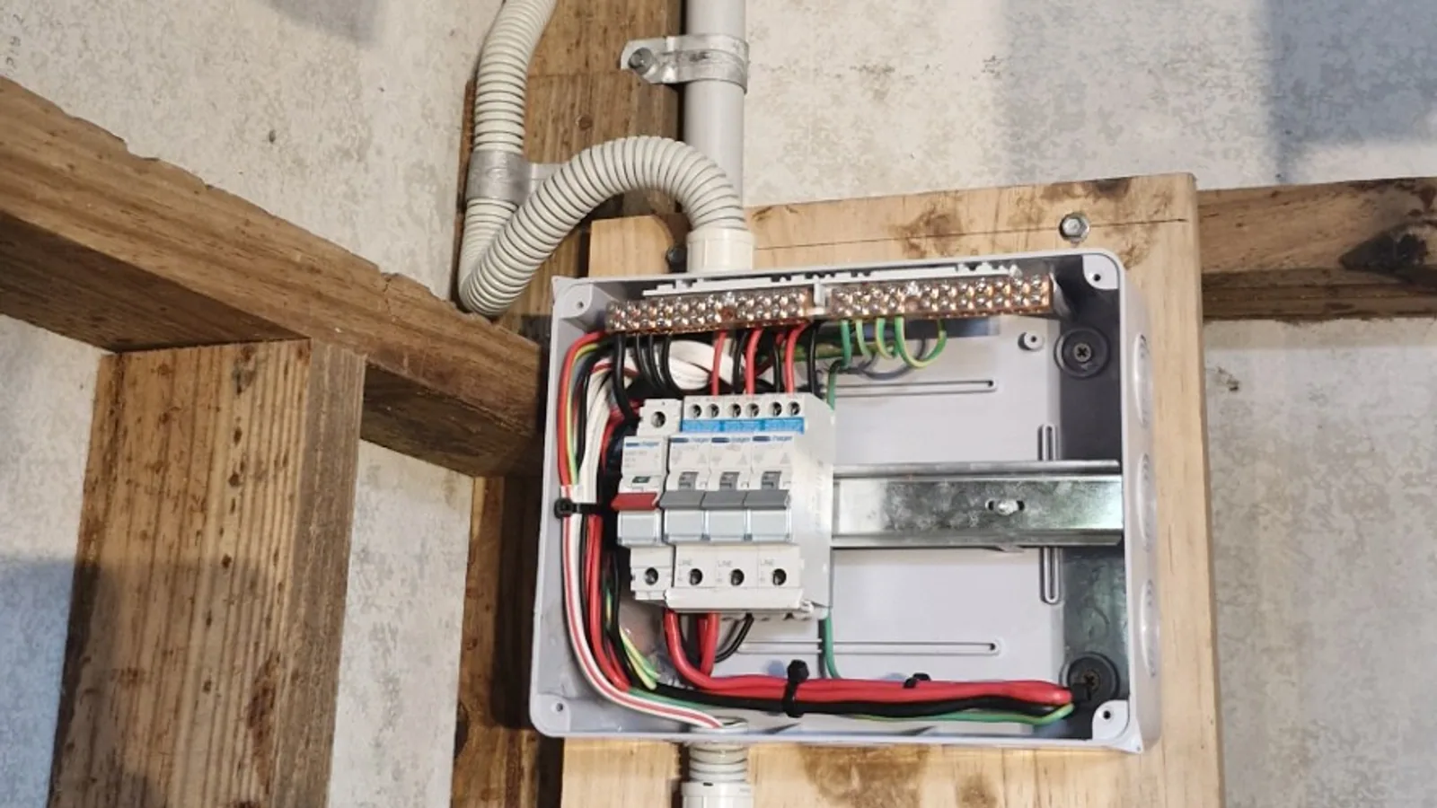 Shed switchboard and circuit protection fitted by Climatec Solutions NQ